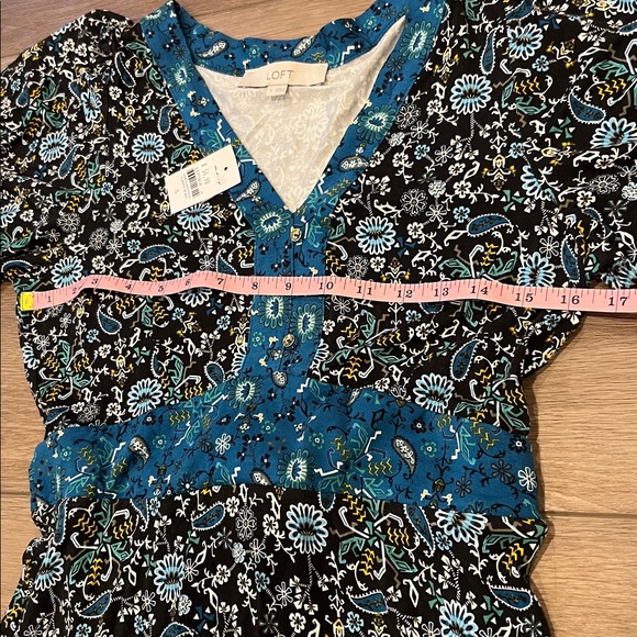 NWT LOFT Boho Patterned Dress w/ Puff Sleeves Cottagecore Size Small Paisley - Picture 5 of 14